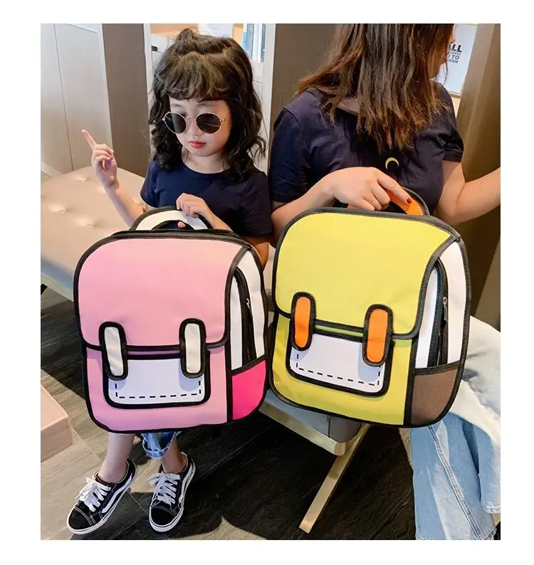 Multi-Function Student Backpack Kids Schoolbag 3D Bag Cartoon Bags 2D Backpack