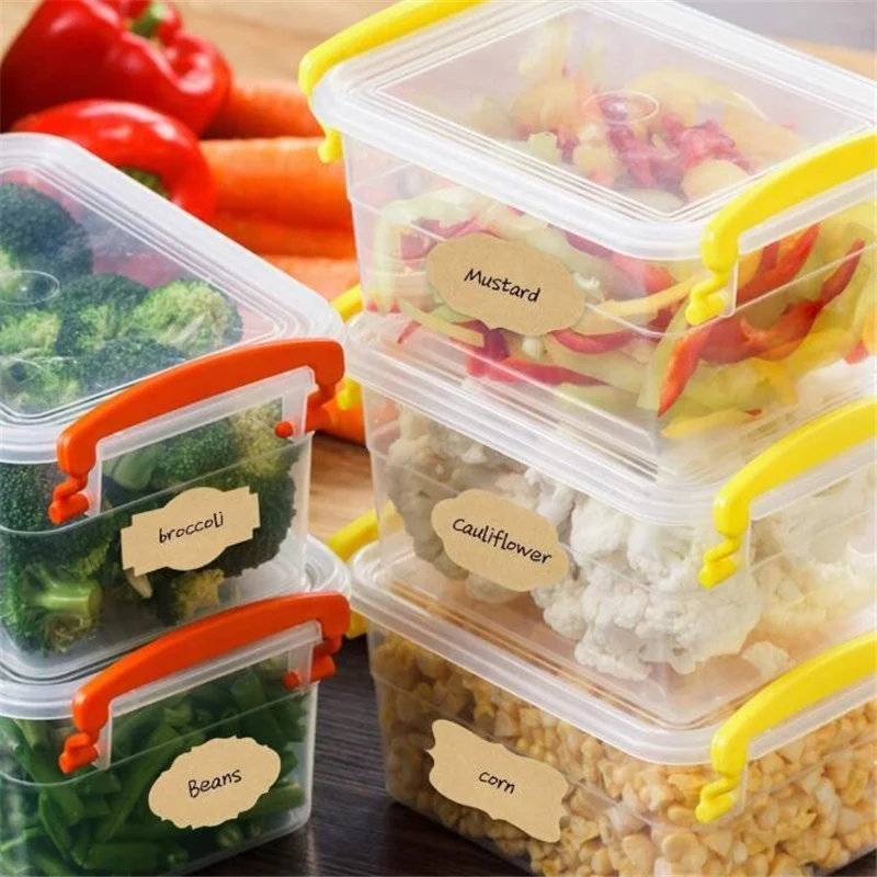 Natural Kraft Labels 5cm x 3cm Self Adhesive Blank Stickers Write On Labels Holiday Present Label Stickers for Jar Bottle
