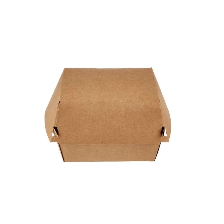 Wholesale Custom Kraft Paper Burger Box Hamburger Box Take Fast Food Out To Go Container