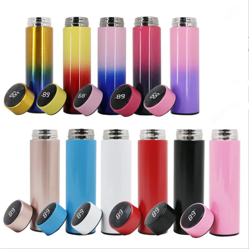 Mikenda New 10 Colorful Double Wall Insulated Vacuum Flask,Smart 304 Stainless Steel Water Thermal Bottle Temperature