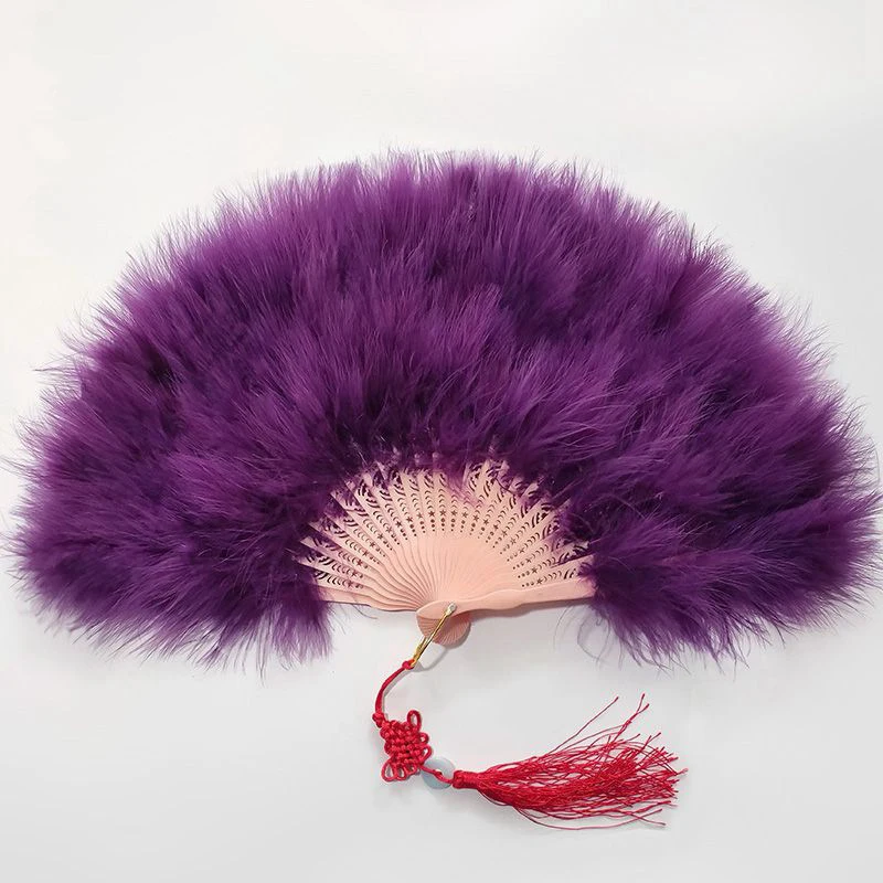 Decorative Folding Cheap Sale Belly Dance Hand Turkey Feather Fans for Wedding