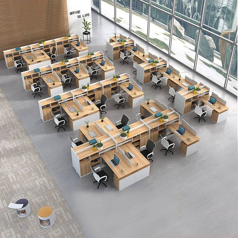 Офисная настольная рабочая станция с низкой перегородкой для открытого офиса