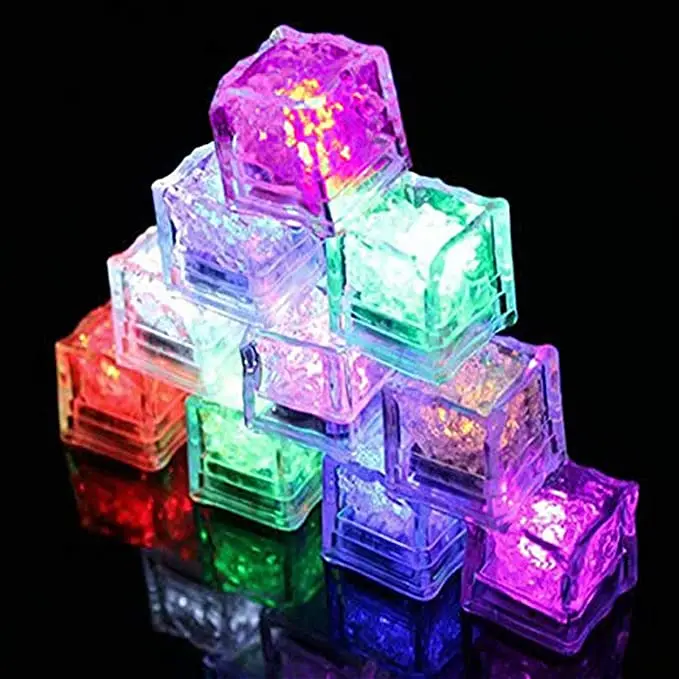 Reusable Glowing Flashing Multi Color Liquid Sensor Led Light Up Ice Cubes for Drinks Club Bar Party Wedding Holiday Decoration