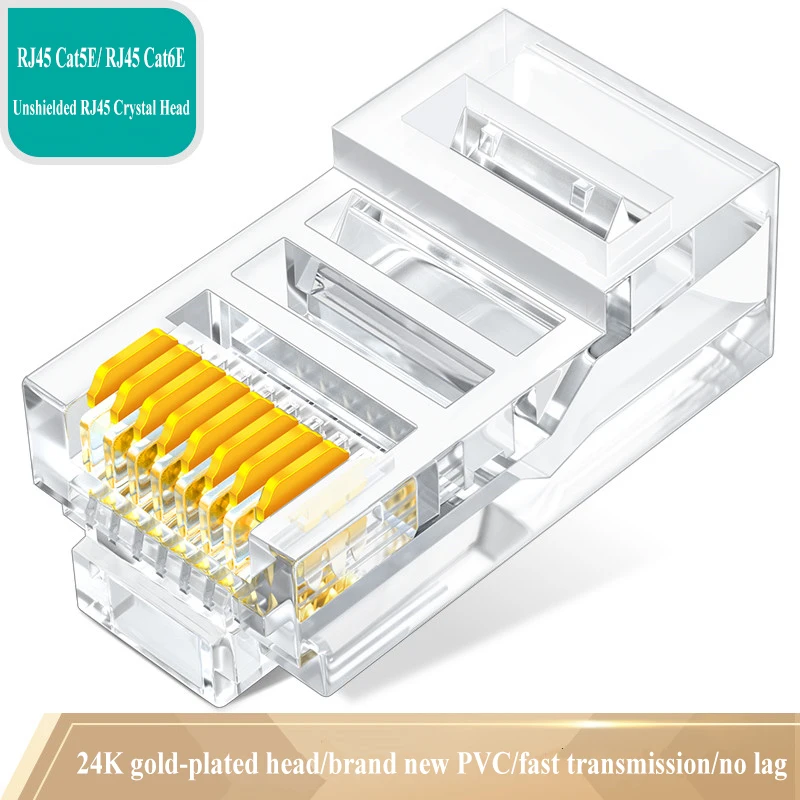 Оптовая продажа производство RJ45 Cat 5E 6E Cat7 Cat8 сквозная кристальная головка с отверстием разъем для телефона и