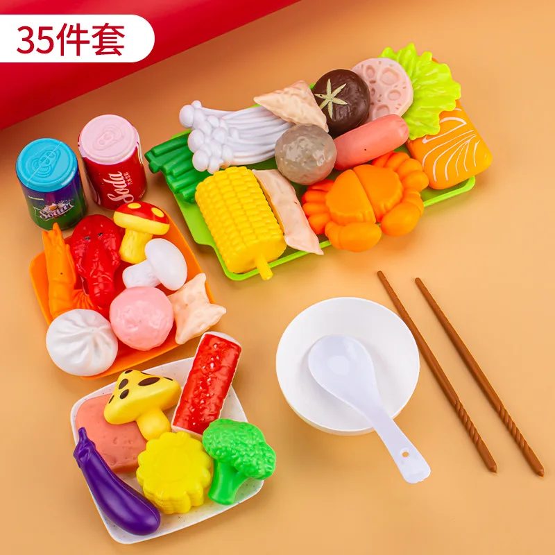 K1686 Baby Pretend Play Kitchen Kids Toys Simulation Barbecue Cookware Cooking Food Role Play Educational Gift Toys for Children