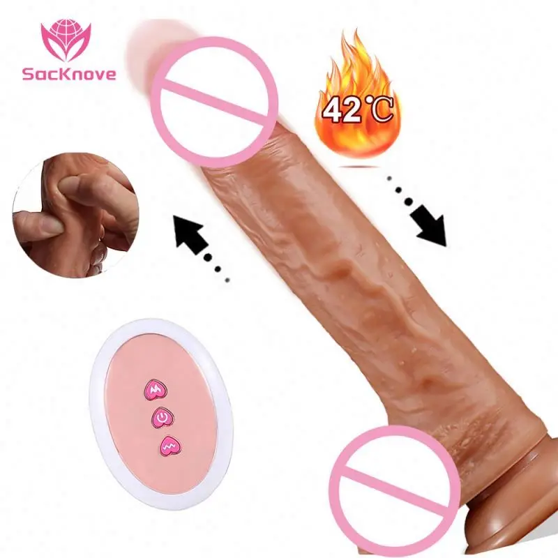 Xiaer 10 Mode Vibrating Telescopic Heating Wireless Remote Silicone Thrusting Natural Huge Realistic Dildo For Women Sex Toys