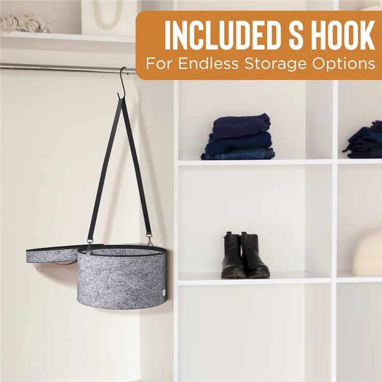 Large Round Felt Hat Box for Travel Foldable Cowboy Hat Case