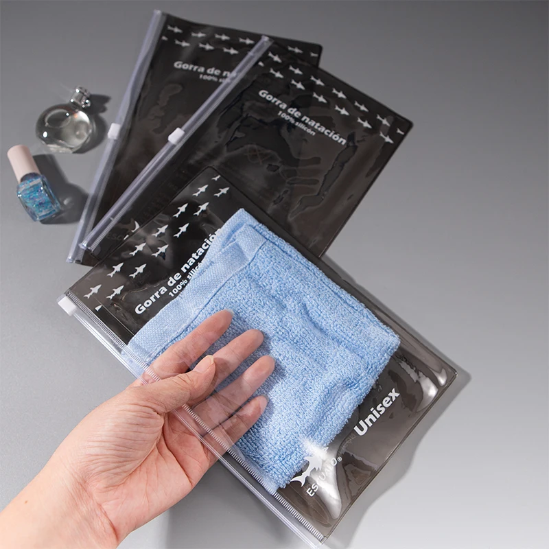 Wholesale plastic bag packaging customized pattern color size HD frosted pvc matte black zipper bag on sale