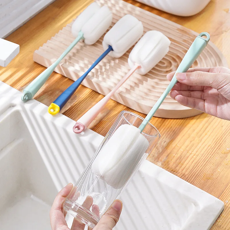 DS3602  Portable Long Handle Water Bottle Cleaner Brush for Baby Bottles Vacuum Flasks Bottle Brush Sponge Cup Brush