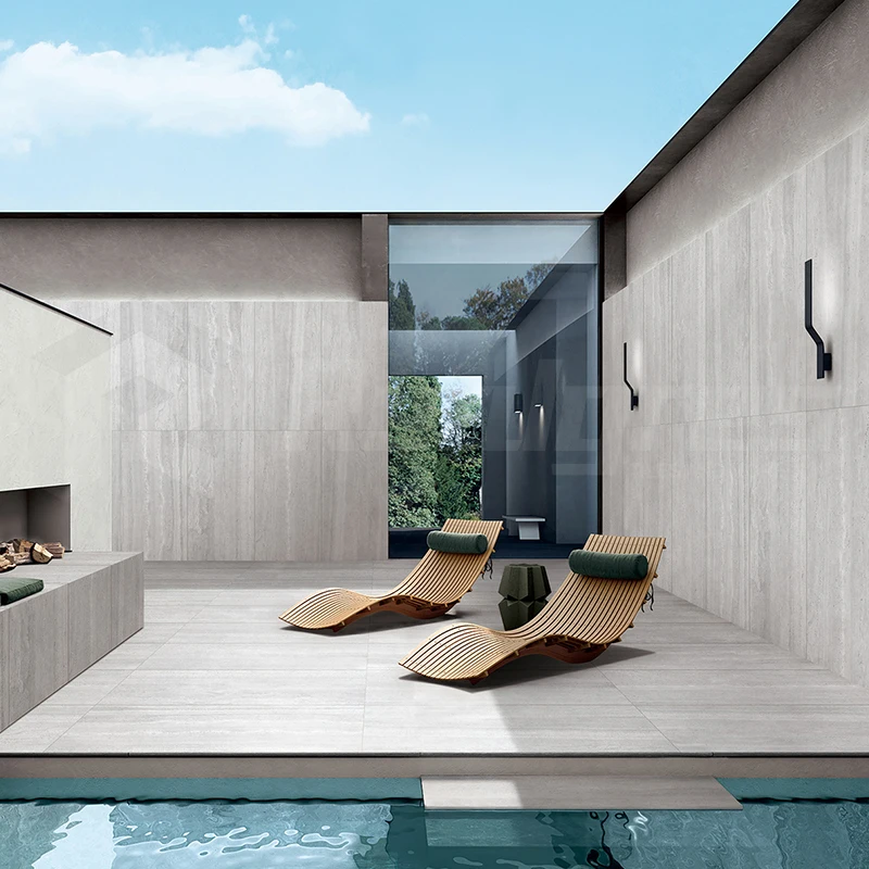 Realgres White Matte Finish Elegant Travertine Tiles Versatile Indoor Outdoor Porcelain Tile