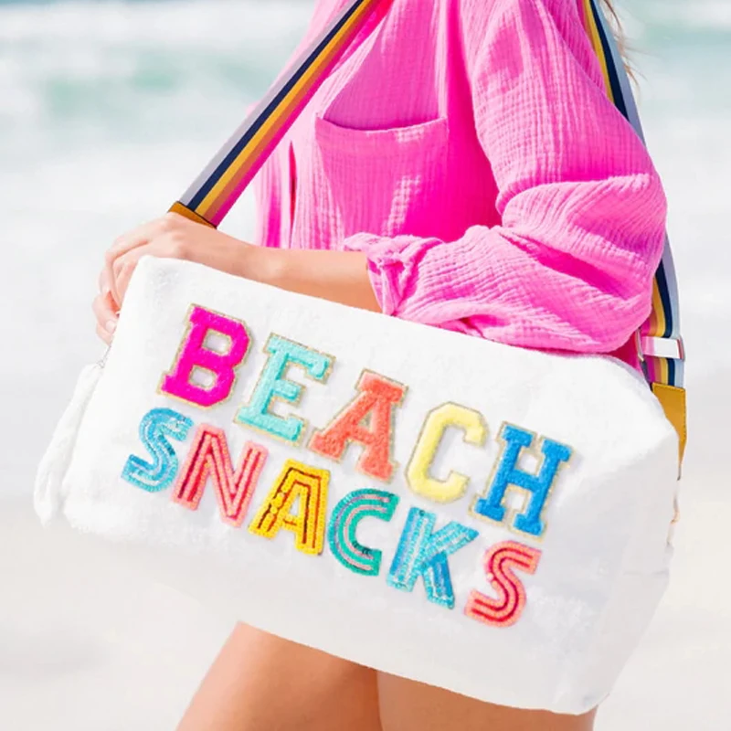 Weekender Bag Woman Foldable Terry Cloth Duffel Overnight Bag Light Blue Large Terry Beach Cloth Bags