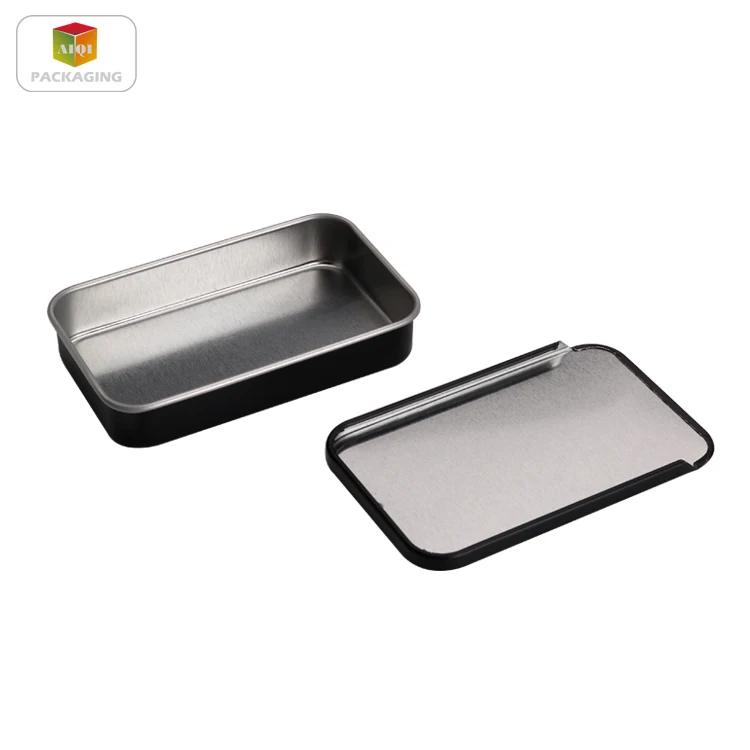 popular small silver slide top metal tin box