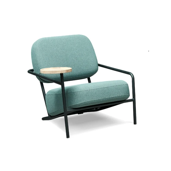 LS-GS009 Simple style modern PU fabric metal frame single seat office sofa with small corner wood small side table top
