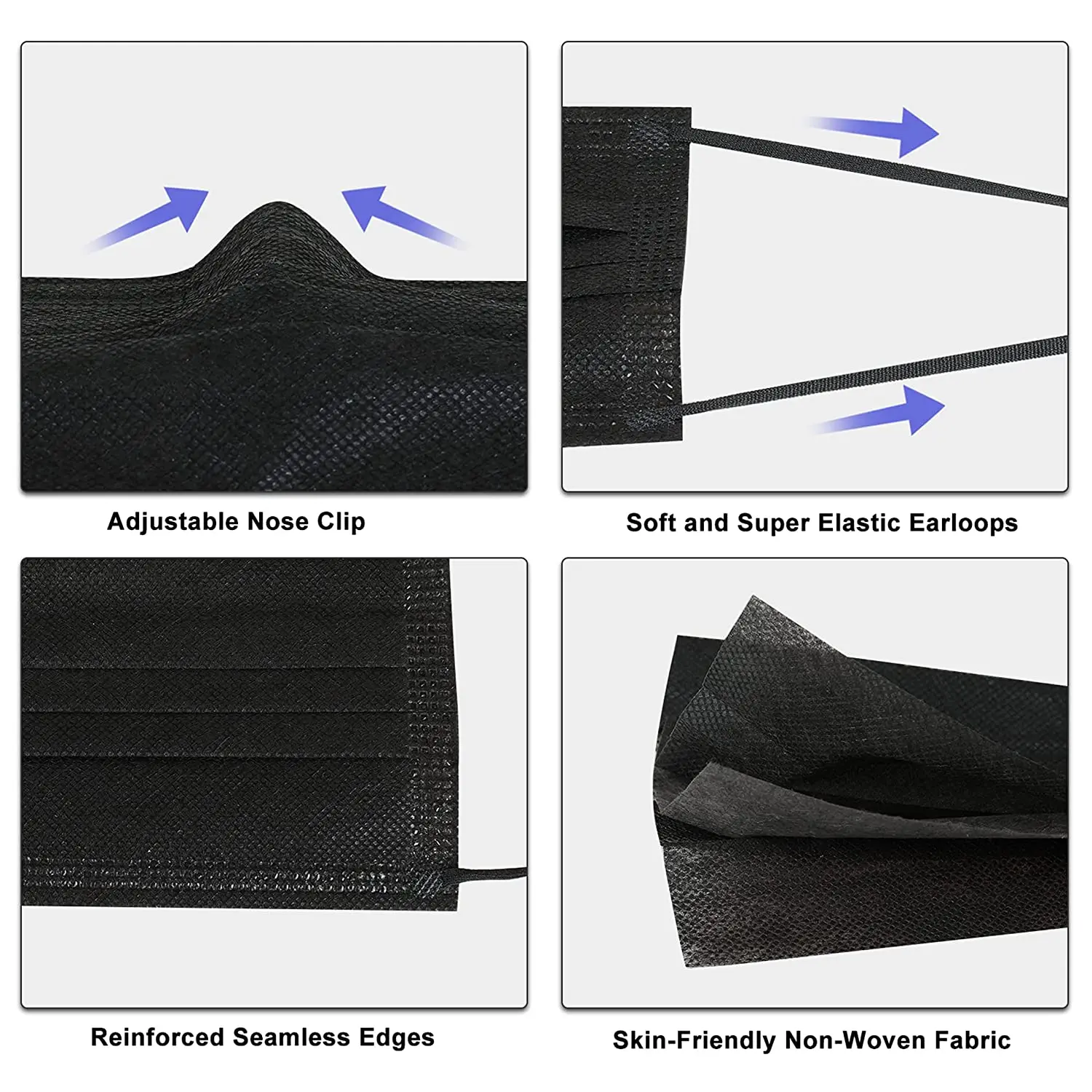 Disposable Face Masks Black Face Mask 3 Ply Disposable Mask