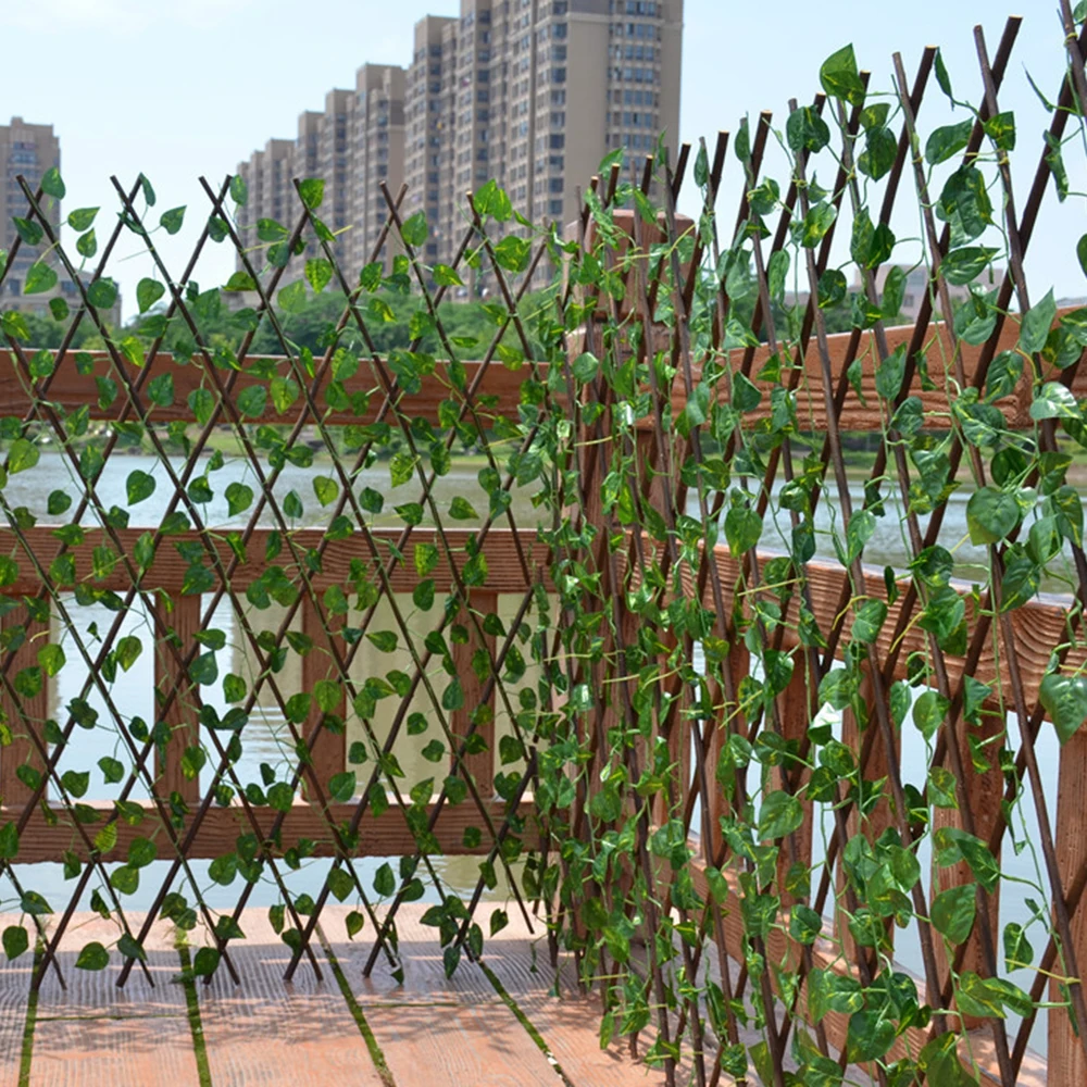 
Retractable Artificial Garden Fence Expandable Faux 40cm Ivy Privacy Fence Wood Vines Climbing Frame Gardening Plant Home 