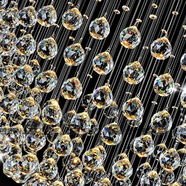 Modern staircase high ceiling lamp hotel luxury villa big customized led long luxury crystal chandelier