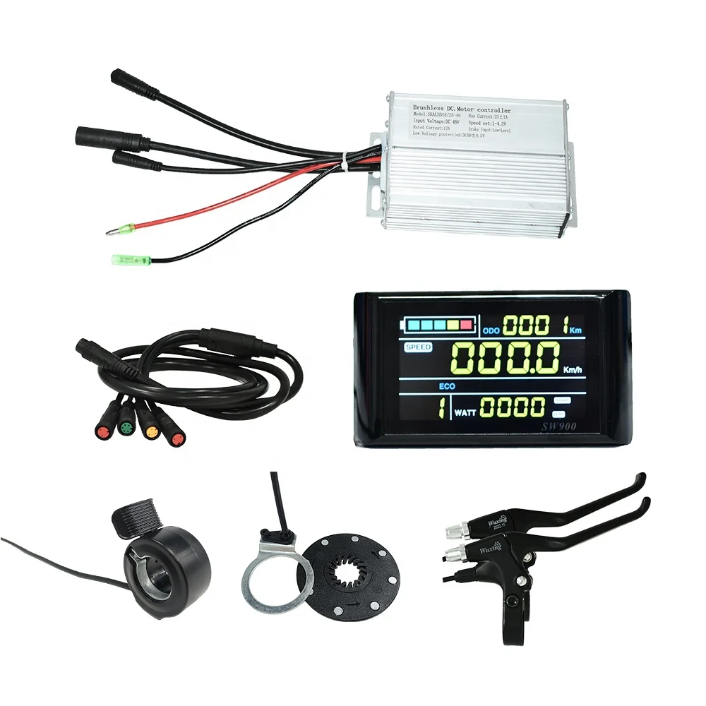 ebike motor assistance PAS brake levers thumb throttle electric bike controller kit with LCD display