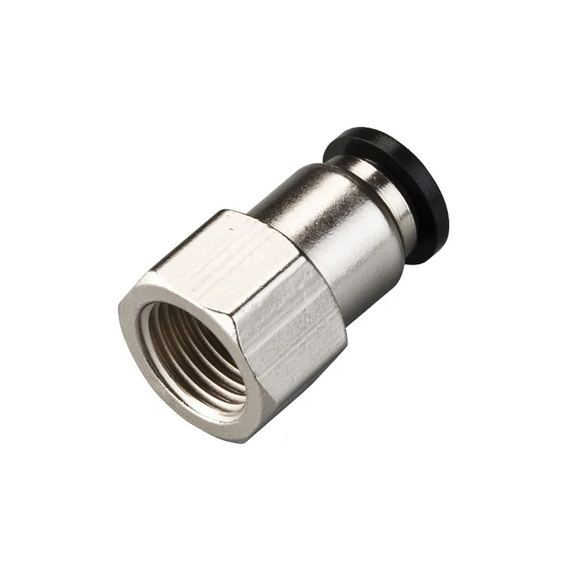 Pneumatic One Touch Female Push To Connect Adapter Fitting Nickel Plated Brass Female Push In Fitting Polymer Grip Ring