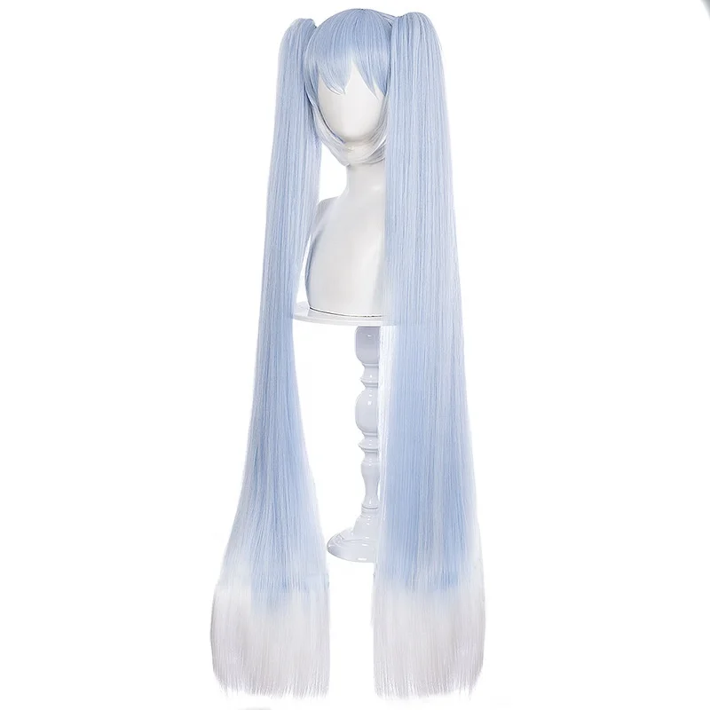 G&T Wig Hat-sune Mi ku Blue Anime Cosplay Wig,Snow Mi ku (Blue-grey) Synthetic Natural Long Wave Wigs for Halloween, Party Wig