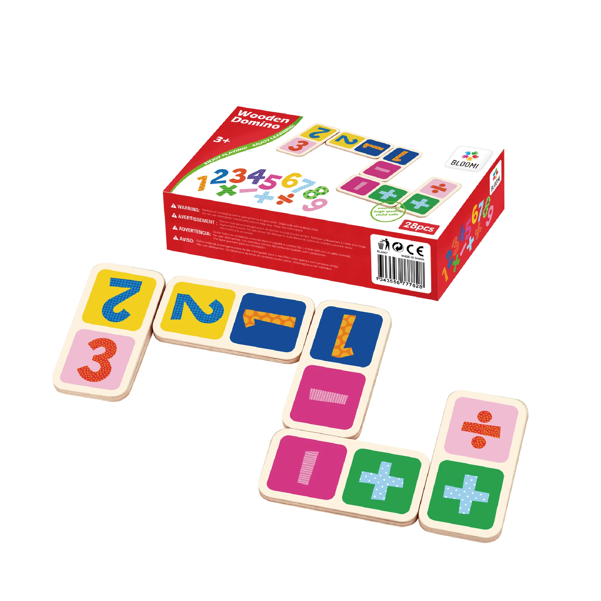 Wooden Montesorri 28 pcs Insect design Domino Game Wood Educational Toys For Kids