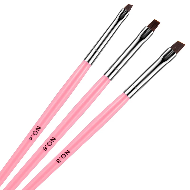 
YUXI Good Quality Phototherapy Nail Brush Tool 3 Size Painting Flat Carving Pen Set Nail Art Brush 