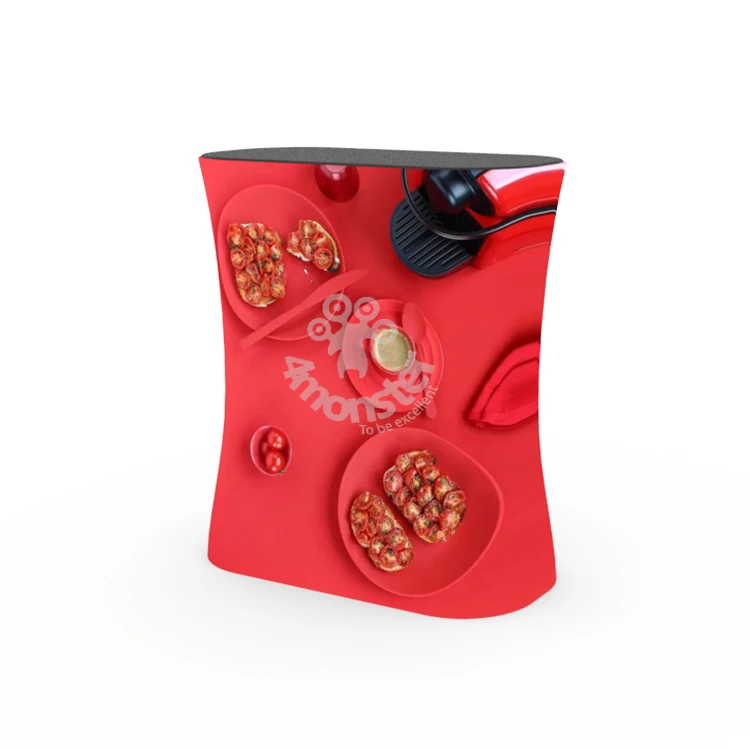 Trade show tension fabric aluminum frame square promotion counter table for exhibition booth