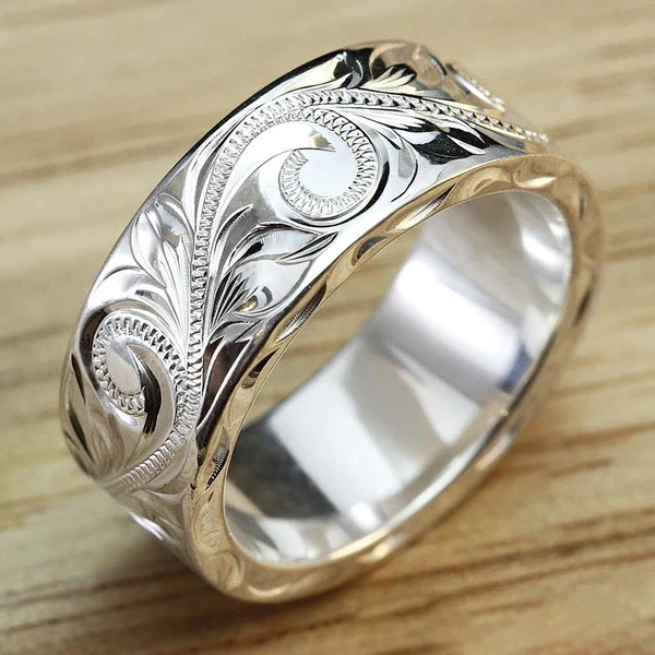 Huitan Wholesale Fever CZ Daily Anillos Beautiful Retro Carved Alloy Rings Women Girls Silver Vintage Simple Rings