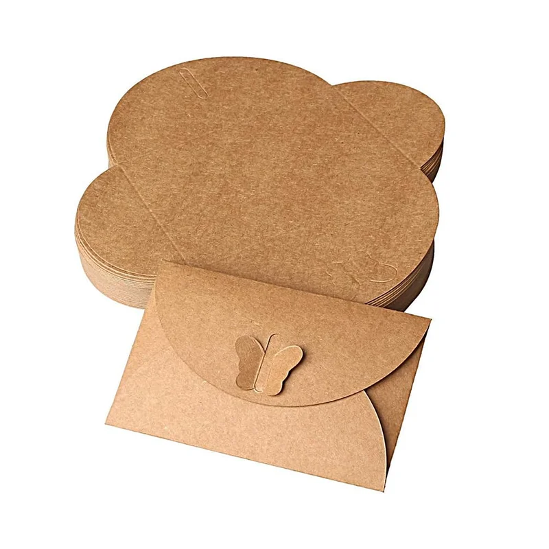 High Quality Kraft Paper Vintage Envelope String Closure Pockets with Button for Mail Postcard Invitation