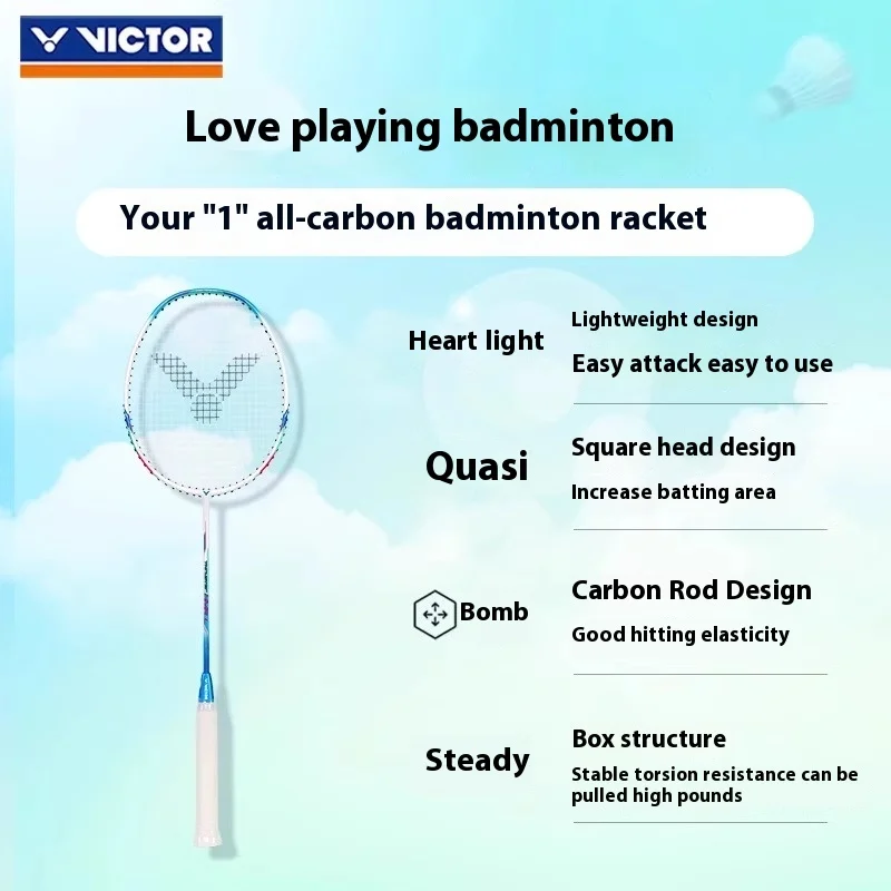 Victor Victory Small Hammer Badminton Racket Genuine Full Carbon Fiber Ultra-Light and Durable with Hard and Soft Features