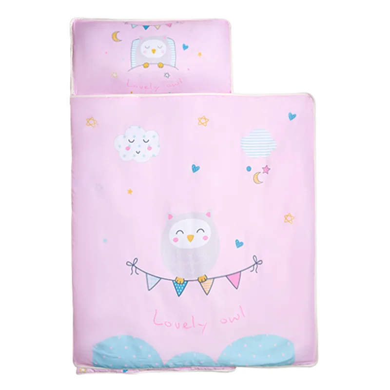 Toddler Nap Mat, Rollup Design Kid Sleeping Mat with Removable Pillow & Minky Blanket Toddler Sleeping Bag