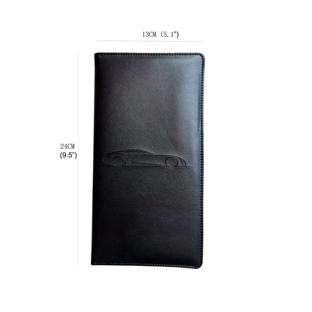 Customize PU leather pocket car registration and insurance passport documents folder holder