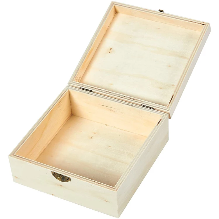 Wholesale Reusable Environmentally Friendly Unfinished Pure Natural Square Nested Wooden Packaging Box