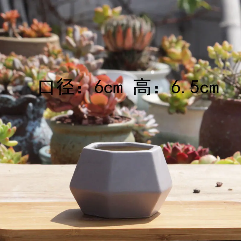 European style simple succulent flower pot wholesale Breathable pots Geometric ceramic basin Black and white creative flower pot