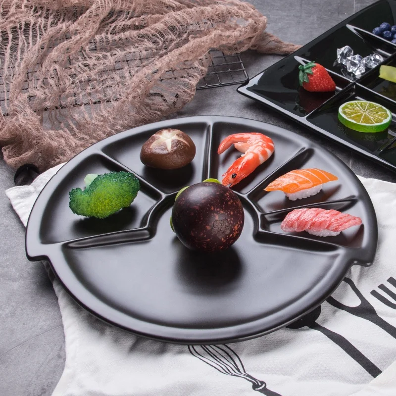 
Porcelain Appetizer Serving Tray 6 Compartment Round Divided Serving Platter for Parties Chips & Dip Snack Home Restaurant 