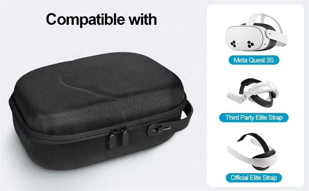 Custom Portable Hard Travel Carrying Case for Meta Quest 3S/Quest 3/Quest 2/Vision Pro- Compatible with Elite Strap Storage bag