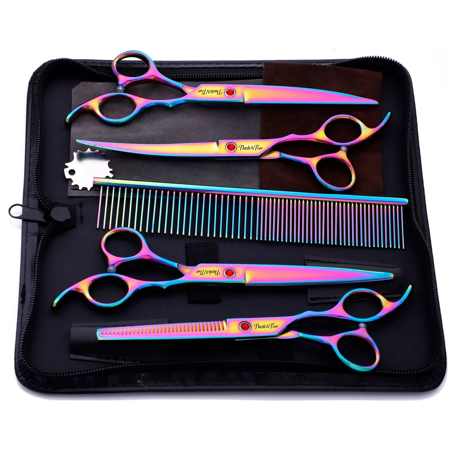  Glod stainless steel dog hairdressing scissors grooming shears set with pet