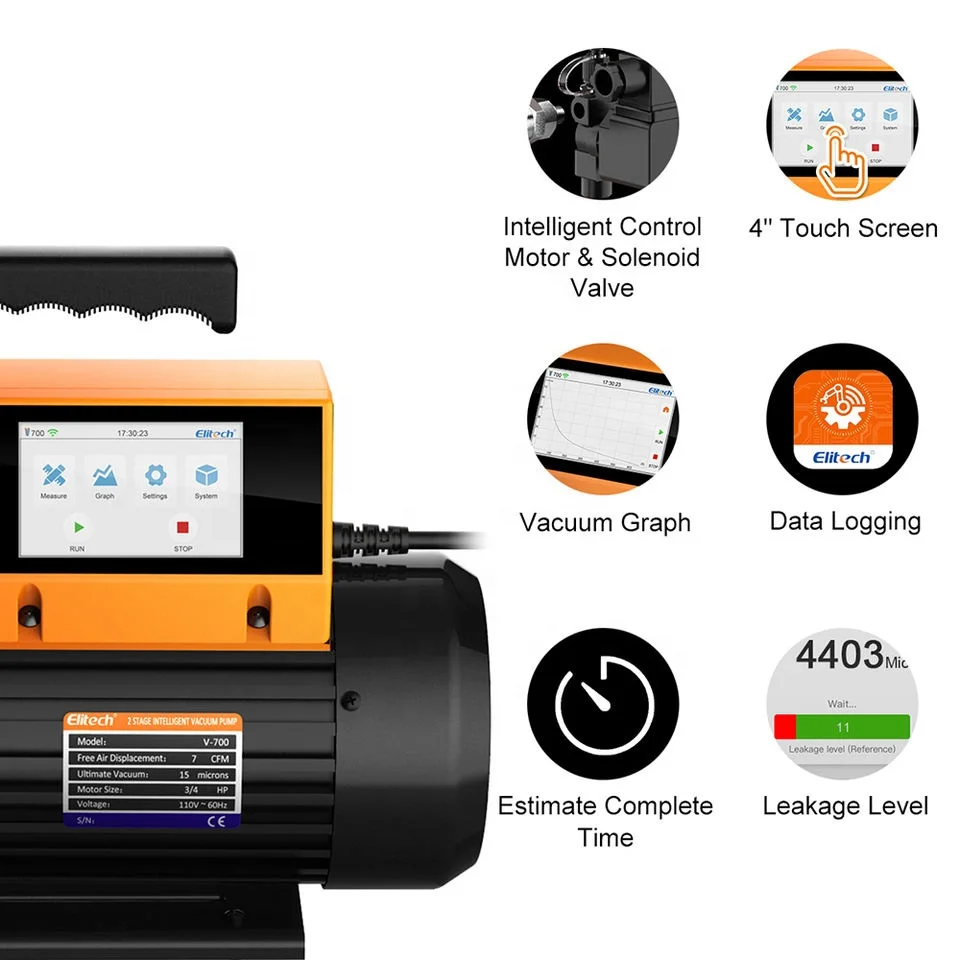 air conditioning parts 2 Stage9 CFM Vacuum Pump Intelligent HVAC Vacuum Pump App Control R32 for Air Conditioner Refrigerant Air Tool