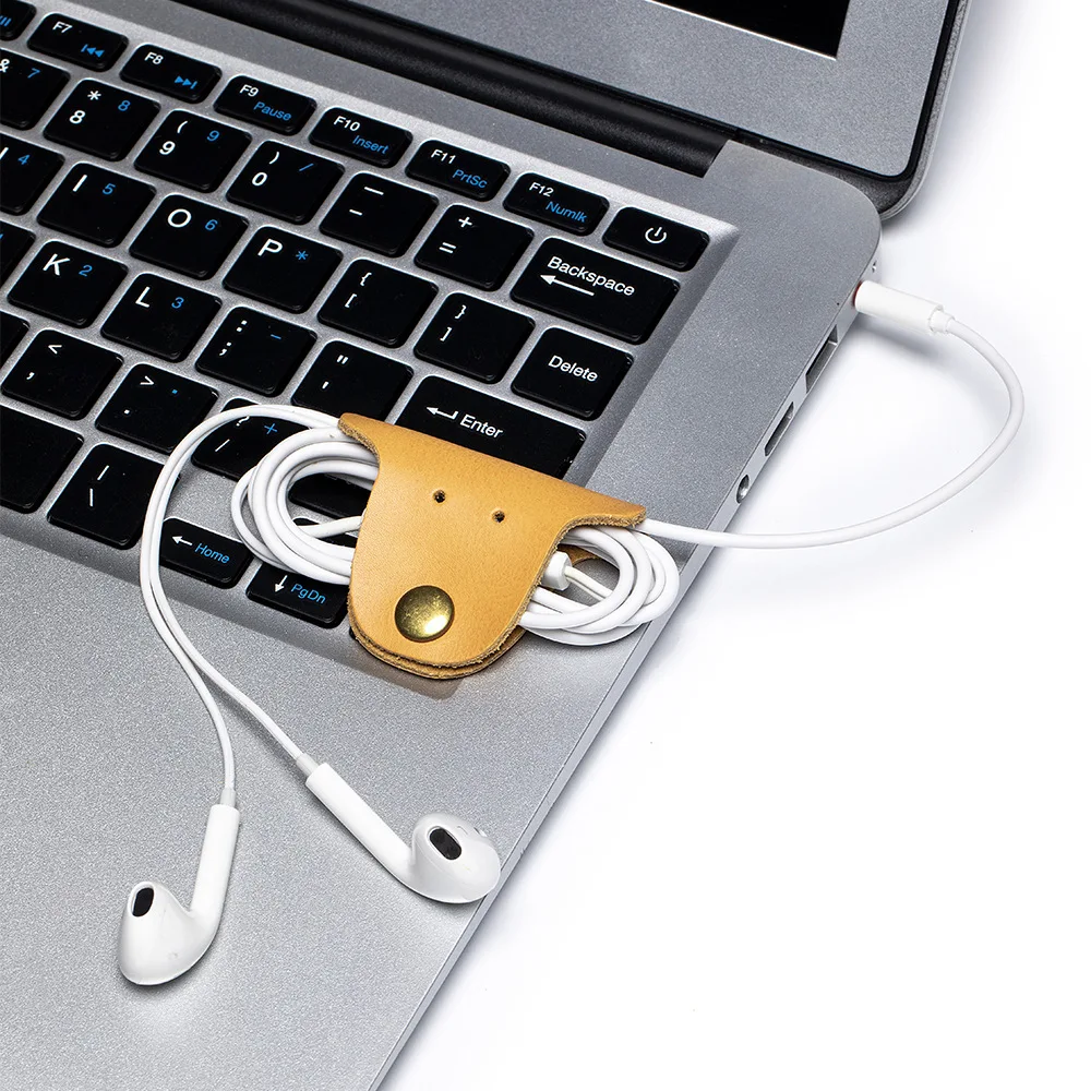 Leather Cable Straps Ties Cable Organizers Cord Management for Organizing USB Cables Headphone Wires