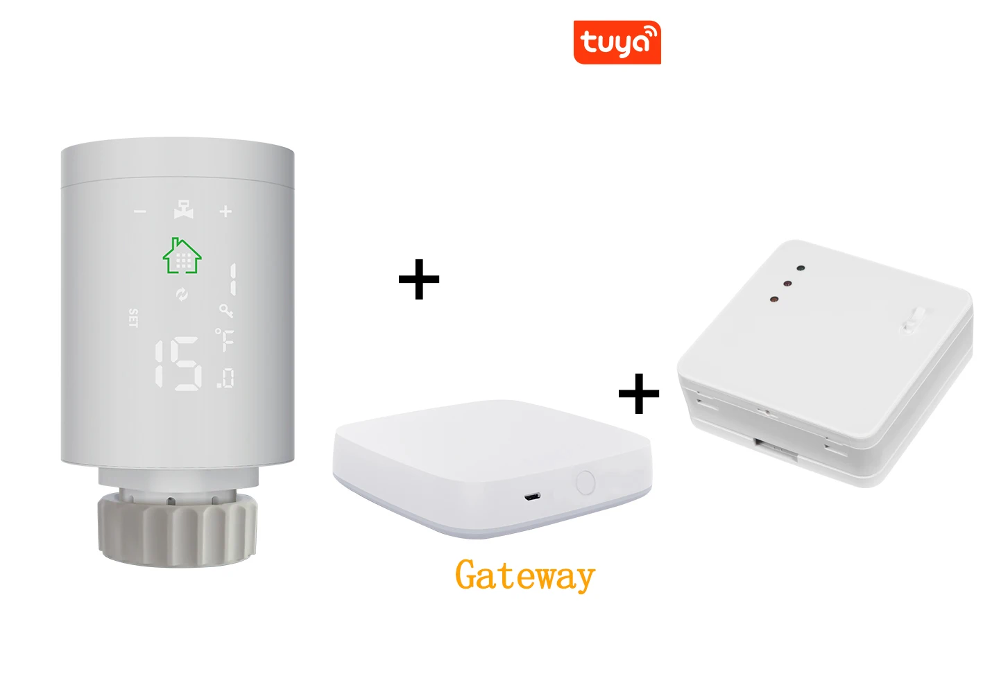 Radiator HY368(can Multiple radiator)+Receiver REV06= control gas boiler (timer function) and zigbee radiator thermostat