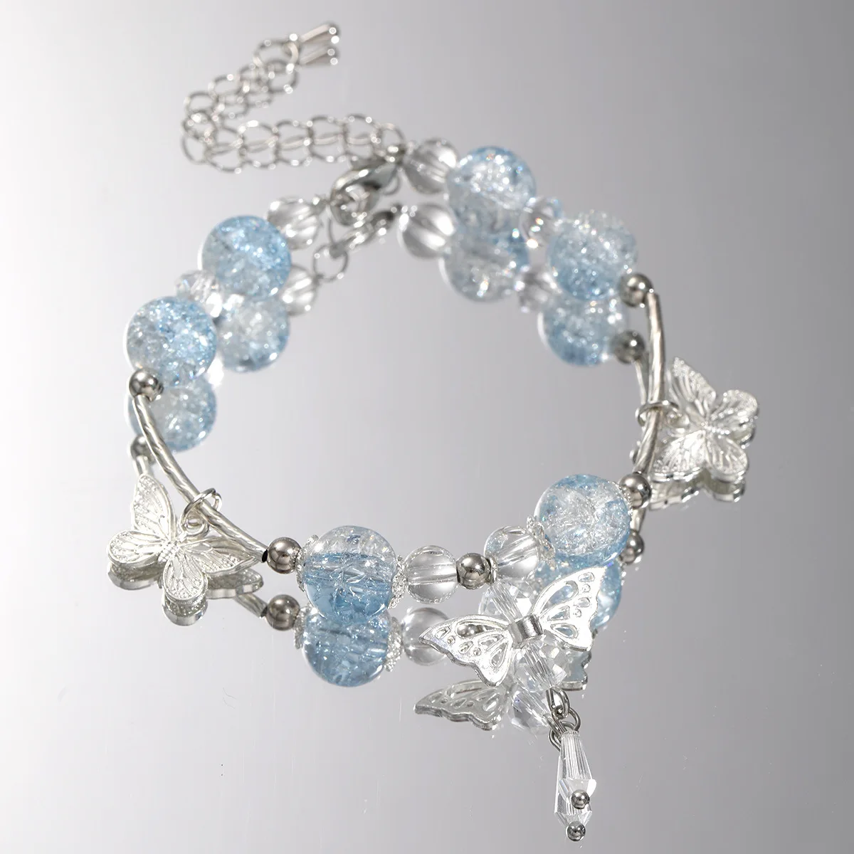 Wholesale Handmade Custom Butterfly Glass Beads Crystal Beads Bracelet Jewelry For Women