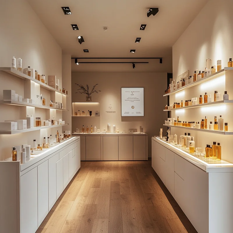 Shopping Mall Skincare Shop Furniture Ajustable Cosmetic Store Display Shelf For Skincare Shop