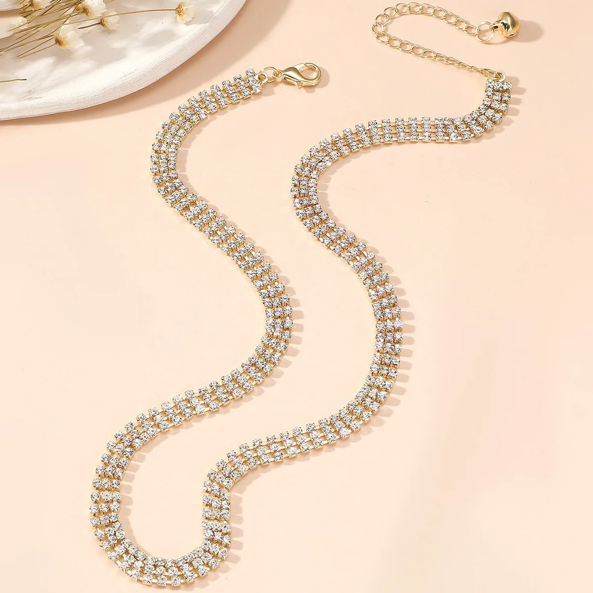 splicing multi-layer diamond inlaid necklace trendy and personalized collarbone chain design neck decoration for women