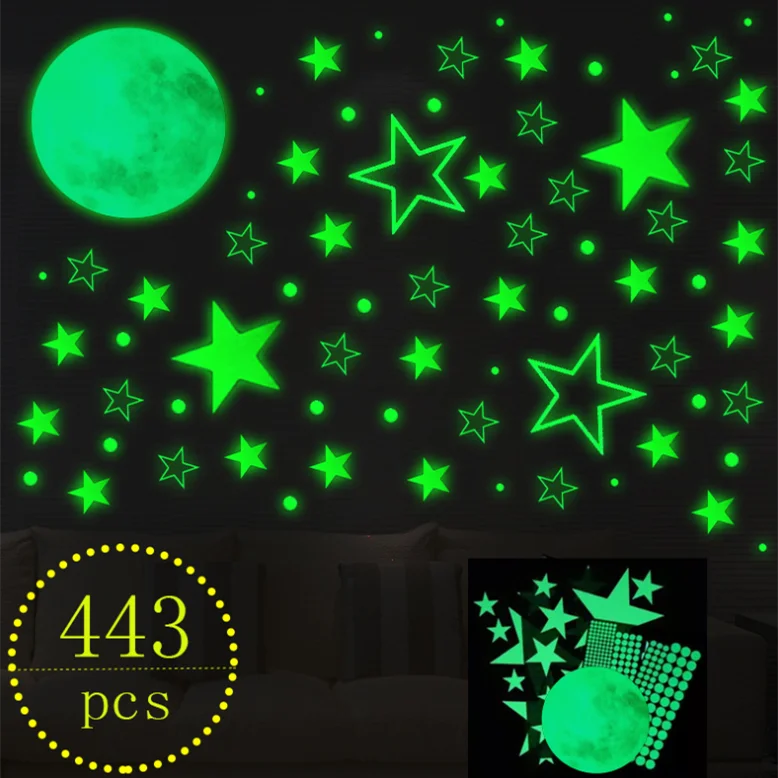 Bright luminous stars glow in the dark stickers custom