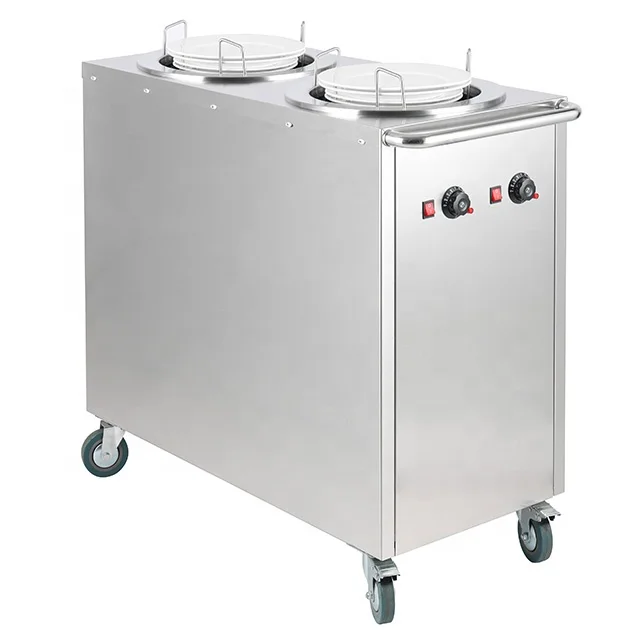 Kitchen Equipment Stainless Steel Heated Dish Dispenser Plate Dispenser Plate Warmer Cart
