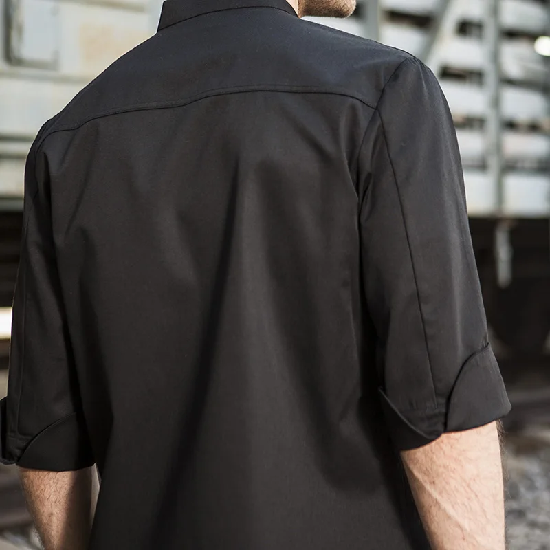 CHECKEDOUT Men poly cotton half sleeve restaurant hospitality chef uniform