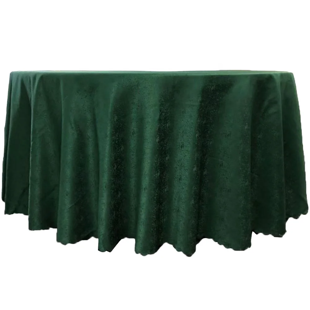 Round polyester damask emerald green tablecloth party
