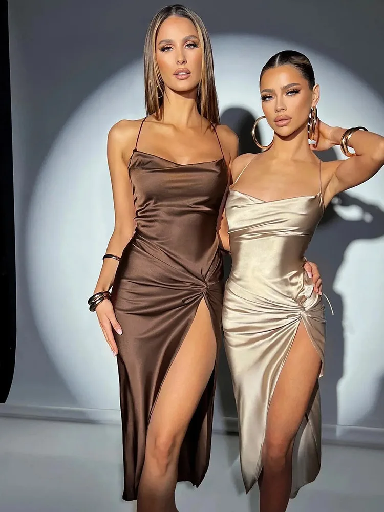 Женское атласное платье с запахом, элегантное вечернее шелковое мини-платье с глубоким V-образным вырезом, длинным рукавом и V-образным вырезом для вечеринки