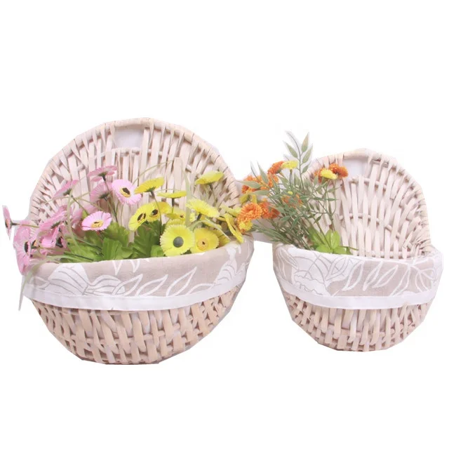 
hot sale new design mini wall hanging half round wicker flower basket 