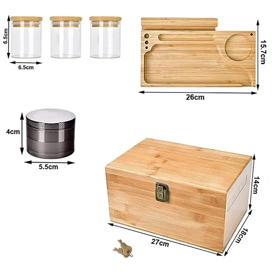 Custom Logo Lockable Secret Stash Box Locking Bamboo Stash Box Lock With Rolling Tray Smoking Accessories Lock Wholesale