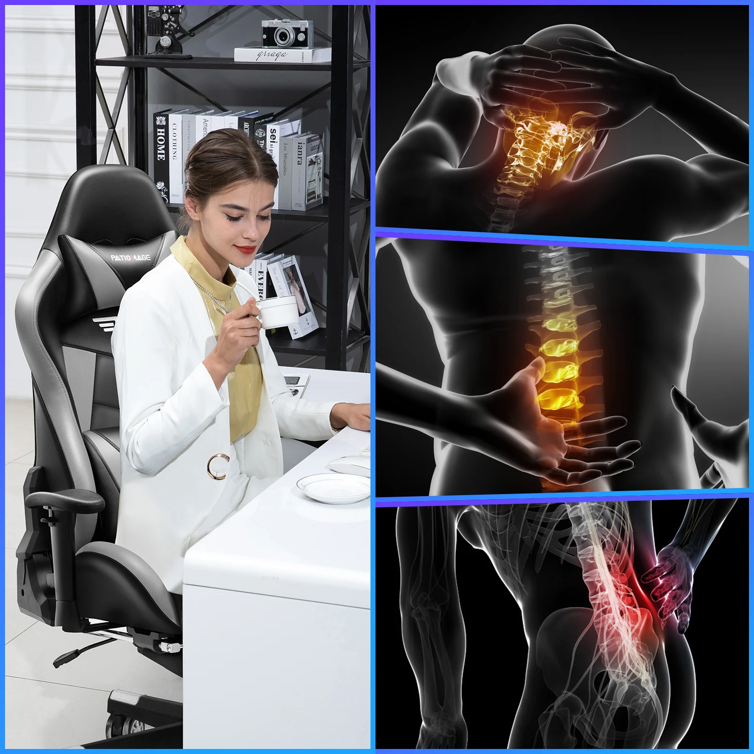 
Cheap Office Furniture Leather Swivel Lift recliner Computer Gaming Chair With Extendable Footrest 